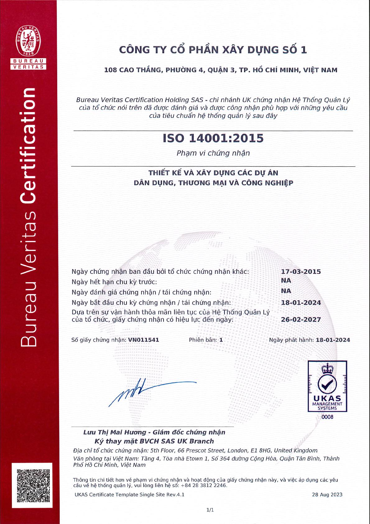 Chứng nhận ISO 14001:2015